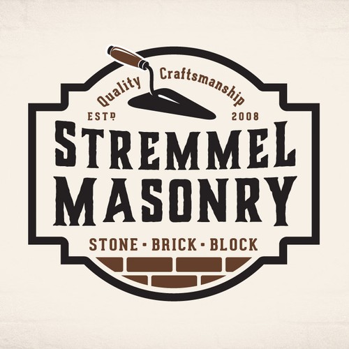 Construction logo with the title 'Stremmel Masonry'