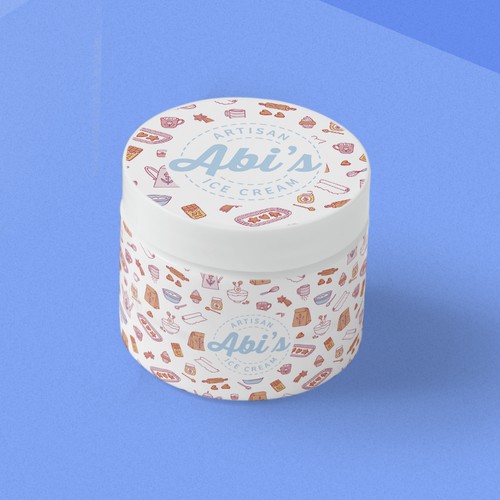Ice cream label with the title 'Abi's Ice Cream Hand Made pot'