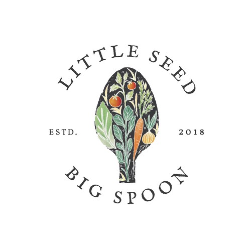 Plant logo with the title 'Logo for Little Seed Big Spoon'