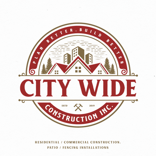 City logo with the title 'vintage logo for City Wide Construction, Inc'