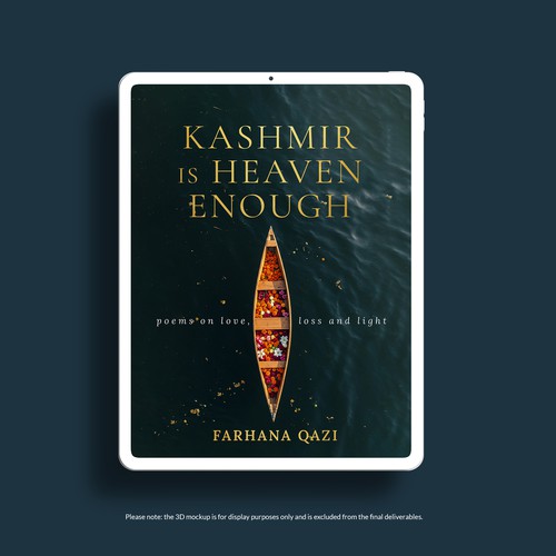 Elegant book cover with the title 'Kashmir is Heaven Enough, Poetry Book Cover Design'