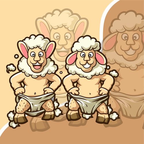 Comic logo with the title 'naked sheep cartoon'