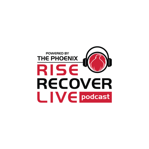 Community logo with the title 'Rise Recover Live Podcast'