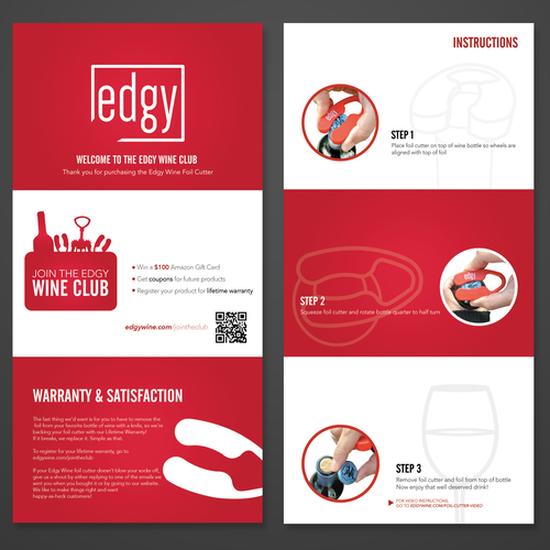 Insert design with the title 'Product Insert for wine accessories company'