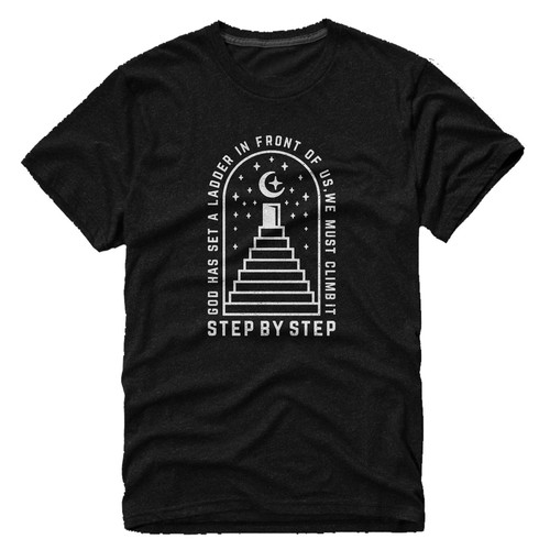 Step design with the title 'MENS VINTAGE STYLE GRAPHIC TEE'