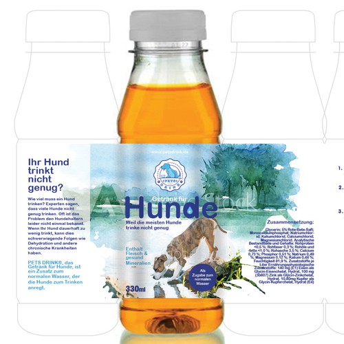 Animal packaging with the title 'Drinking water for dog'