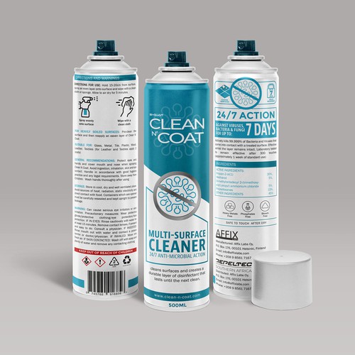 Spray bottle packaging with the title 'cleaning spry '