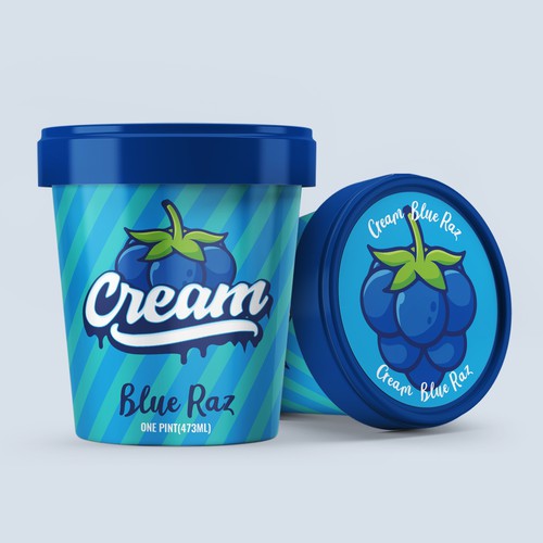 Ice cream packaging with the title 'Cream Label Design'