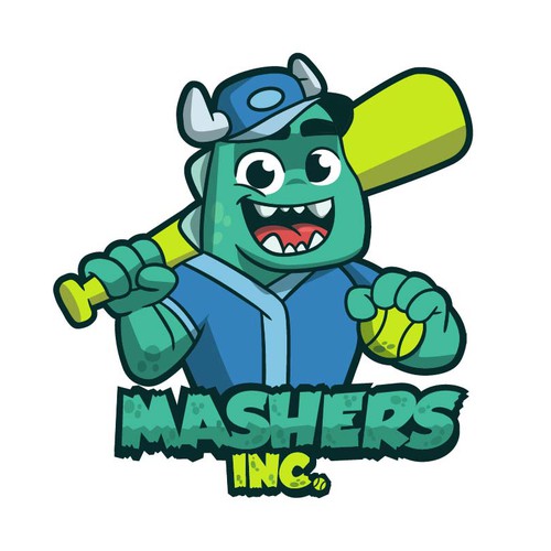 Softball logo with the title ' Monster Softball Camps'