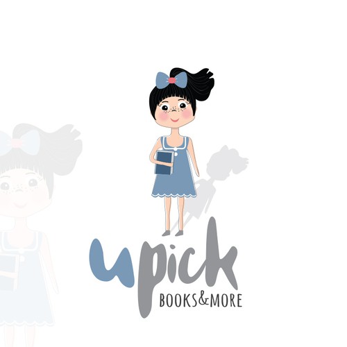 Book logo with the title 'Logo for a store that sells handpicked books, printed arts, and stationery'