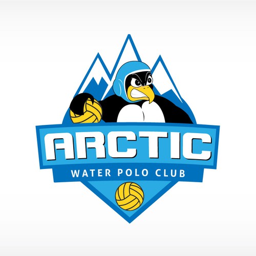 Penguin logo with the title 'Create the next logo for Arctic Water Polo Club'