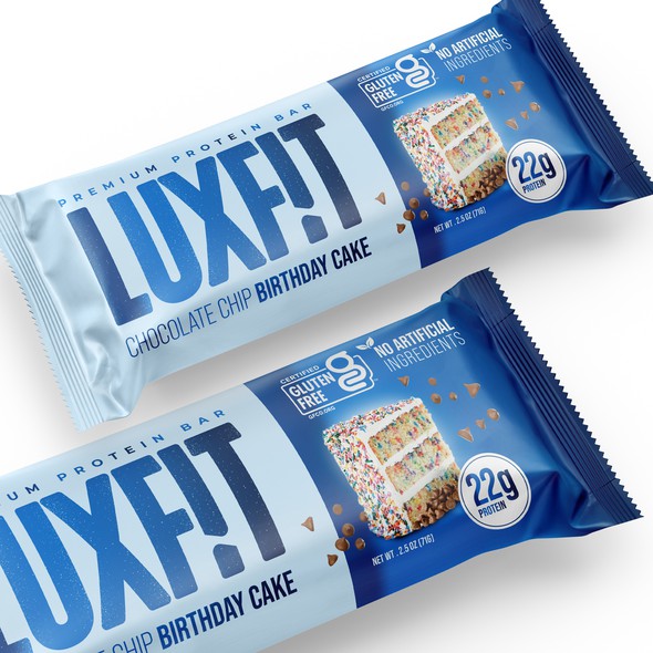 Packaging with the title 'Chocolate Chip Birthday Cake'