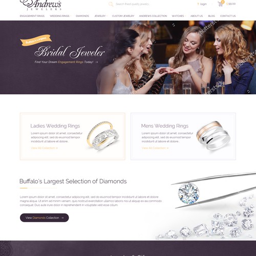 Purple website with the title 'Diamond Jewelry'