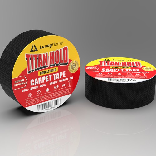 Industrial packaging with the title 'Titan Hold - Double Sided Carpet '