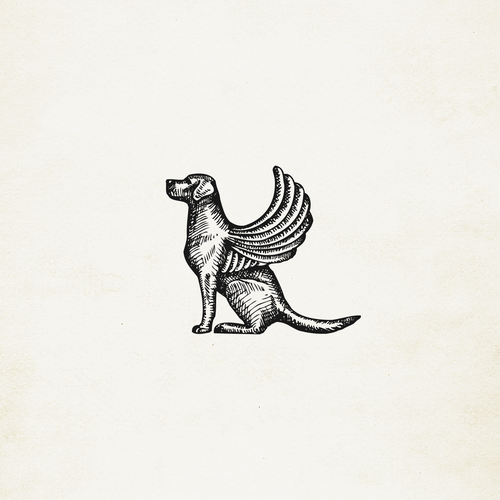 Dog illustration with the title 'Dog of Venice (winged dog) illustration/icon'