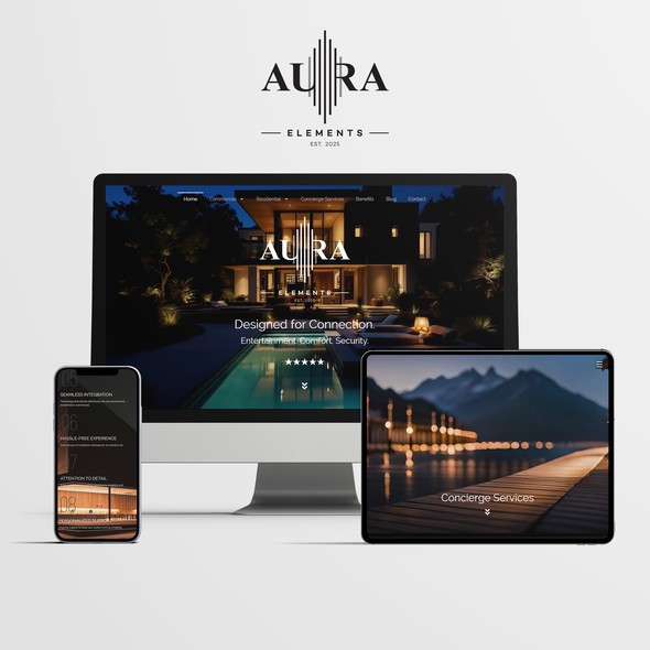 Site design with the title 'Corporate Identity & Site for an Energy & Wellness Brand'