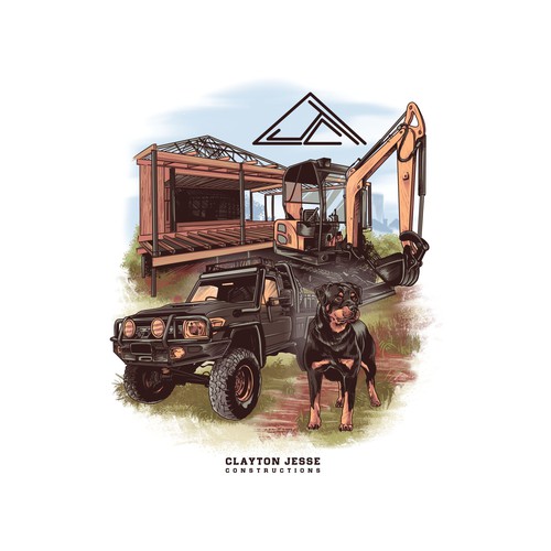 Raw design with the title 'Clayton Jesse Construction T-Shirt Design'