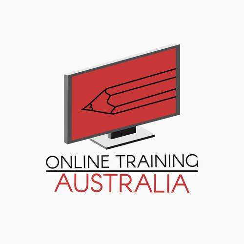 Grayscale logo with the title 'Australian Online Training Logo Design'