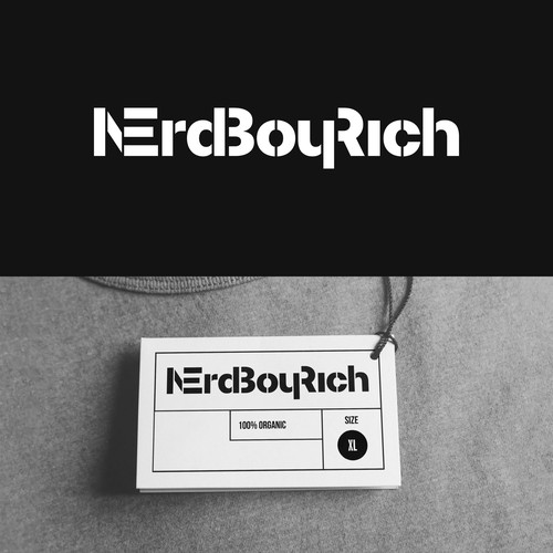 Stencil design with the title '"NerdBoyRich" logotype'