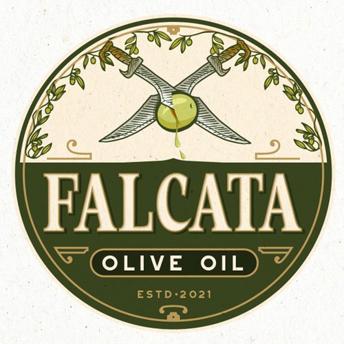 Oil brand with the title 'Falcata Olive Oil'