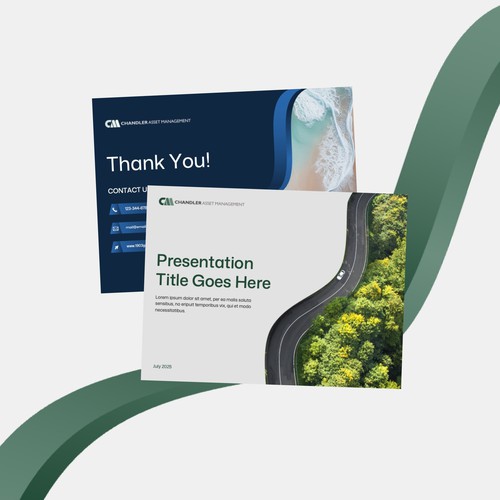 Report design with the title 'Custom presentation template for Chandler Asset Management'