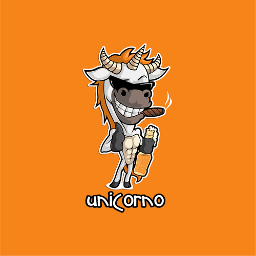 Unicorn logo with the title 'Mascot logo concept for Unicorno'