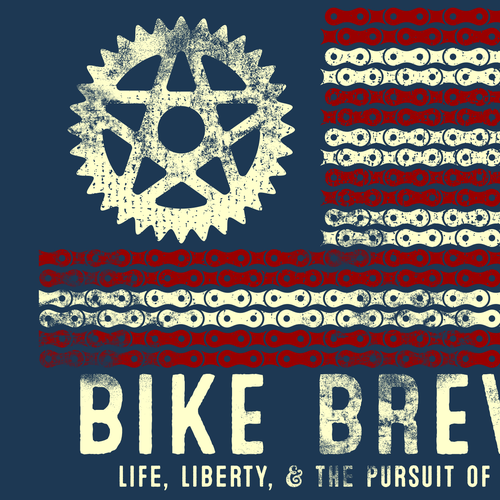 American flag t-shirt with the title 'Vintage Bike Shop Screen-Print'