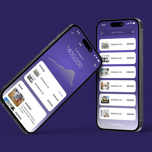 Appealing design with the title 'Design an Apple Weather-like Real Estate App'