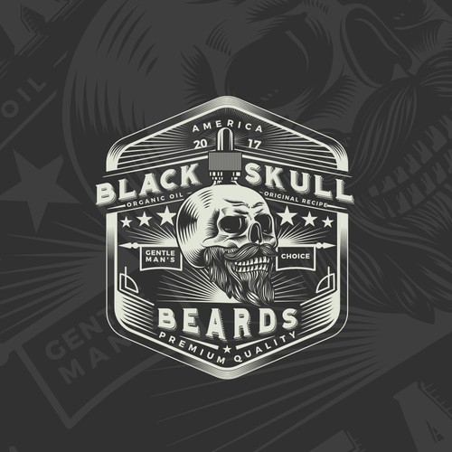 Beard oil logo with the title 'Black Skull Beard'