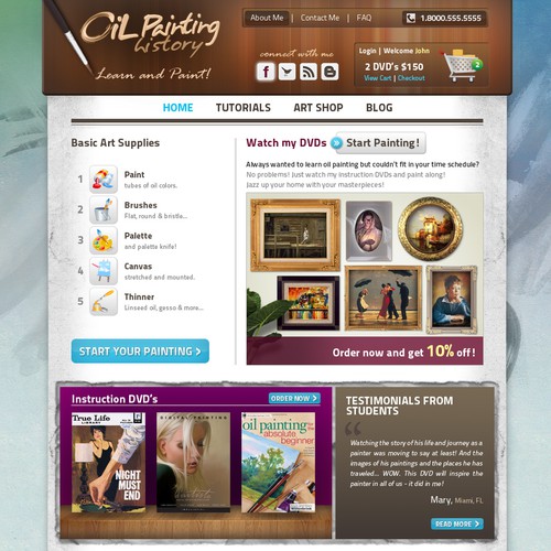 Art website with the title 'Oil Painting History'