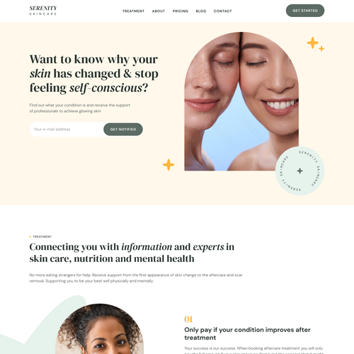 Wellness website with the title 'Homepage design for a Skincare/Wellness company'