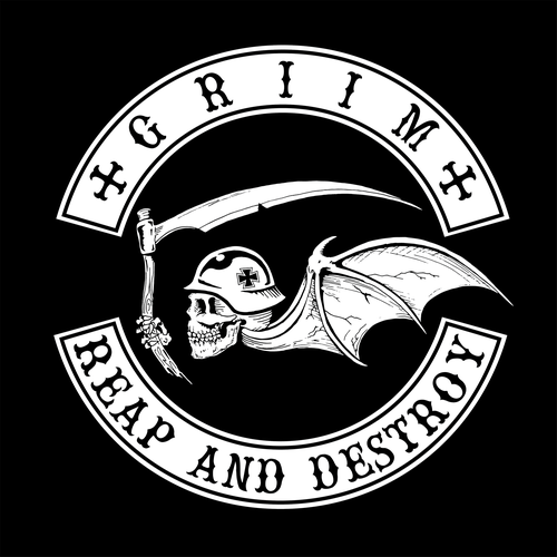 Biker t-shirt with the title 'grim'