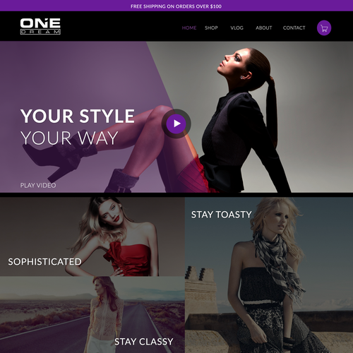 Bootstrap website with the title 'One Dream cloth shop'