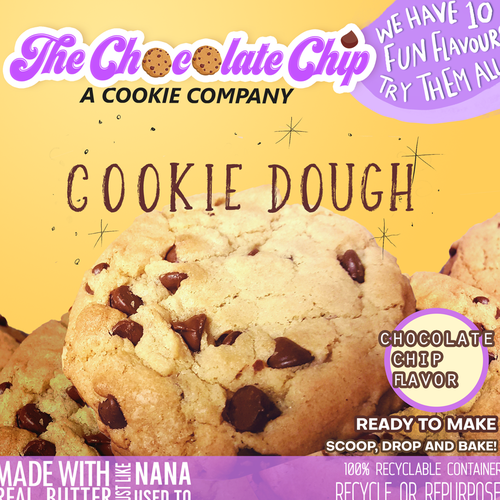 Chocolate label with the title 'Cookie Dough Label Design'