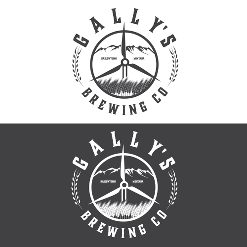 Brewery logo with the title 'Montana brewing company Gallys'