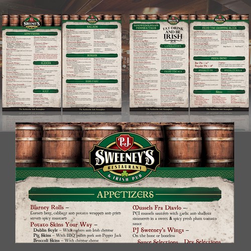 Celtic design with the title 'IRISH restaurant'