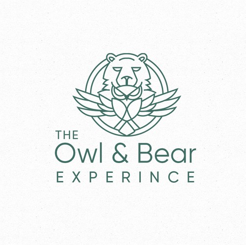 Circle logo with the title 'The Owl & Bear Experince'