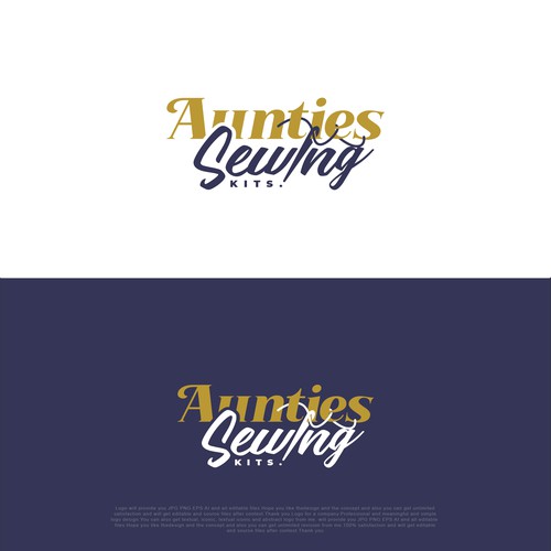 Needle logo with the title 'Aunties Sewing Kits.'