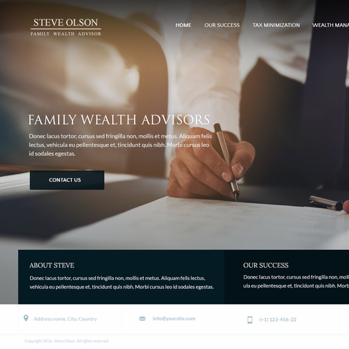 Finance website with the title 'Wealth Advisor'