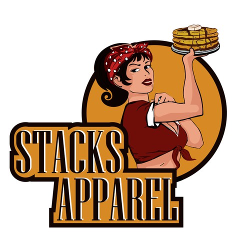 Pancake design with the title 'STACKS APPAREL logo design'