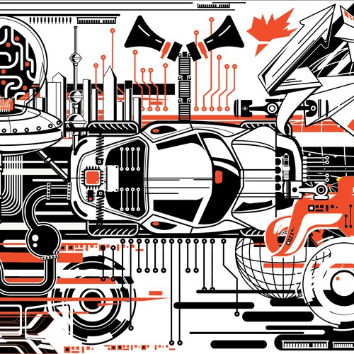 Mural artwork with the title 'Mural illustration for  Audatex Canada'