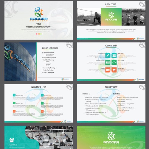 Pitch deck design with the title 'Sports Powerpoint Templates'
