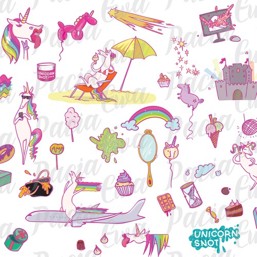 Sticker artwork with the title 'unicorn stickers'