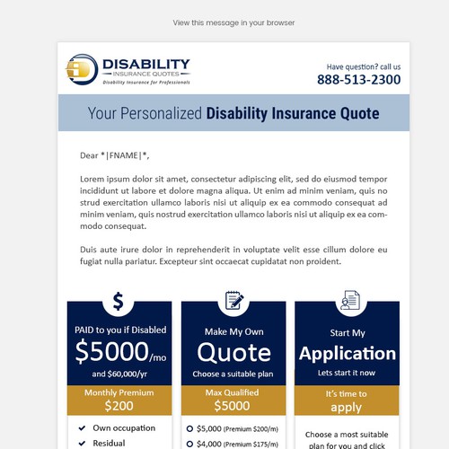 Insurance design with the title 'Personalized insurance quote'