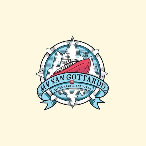 Iceberg logo with the title 'MV SAN GOTTARDO - Swiss Arctic Explorer'