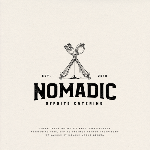 Sketch design with the title 'Nomadic Offsite Catering'