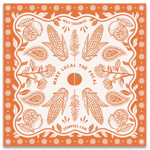 Bandana design with the title 'Vintage Bandana design to save FARMING! 🍊'