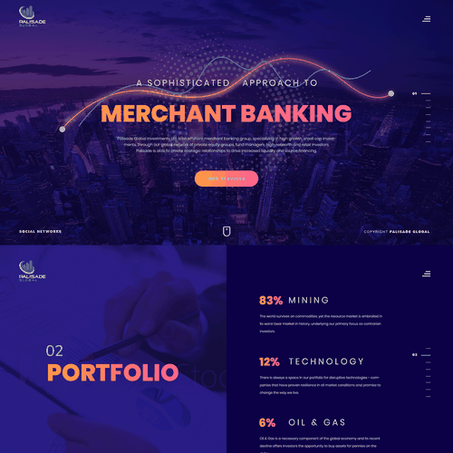 Investment website with the title 'Palisade Global Webdesign'