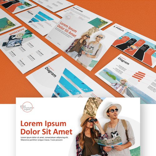 Diagram design with the title 'Presentation Template for Tourism Agency'