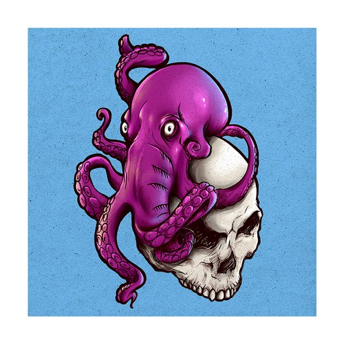 Octopus illustration with the title 'Skull and Octopus Illustration'